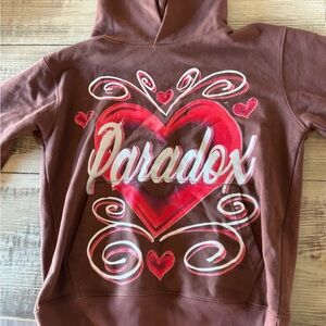 Paradox Chocolate Brown Hoodie Red Heart Graphic Medium